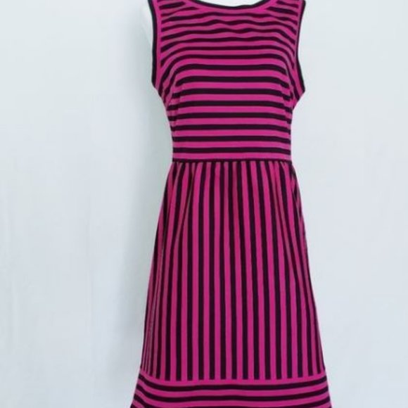INC Hot Pink and Black Striped Sleeveless Dress Medium - Picture 2 of 16